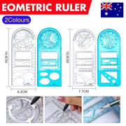 Multifunctional Geometric Ruler Student Mathematics Drawing Tools School Office - Clear-Primary School V528-9360312136219