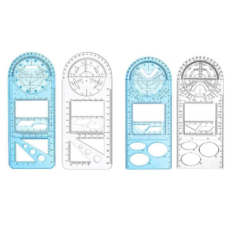 Multifunctional Geometric Ruler Student Mathematics Drawing Tools School Office - Clear-Primary School V528-9360312136219