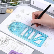 Multifunctional Geometric Ruler Student Mathematics Drawing Tools School Office - Clear-Primary School V528-9360312136219