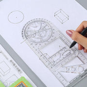 Multifunctional Geometric Ruler Student Mathematics Drawing Tools School Office - Clear-Primary School V528-9360312136219