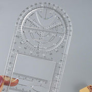 Multifunctional Geometric Ruler Student Mathematics Drawing Tools School Office - Clear-Primary School V528-9360312136219