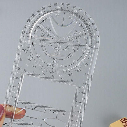 Multifunctional Geometric Ruler Student Mathematics Drawing Tools School Office - Clear-Primary School V528-9360312136219