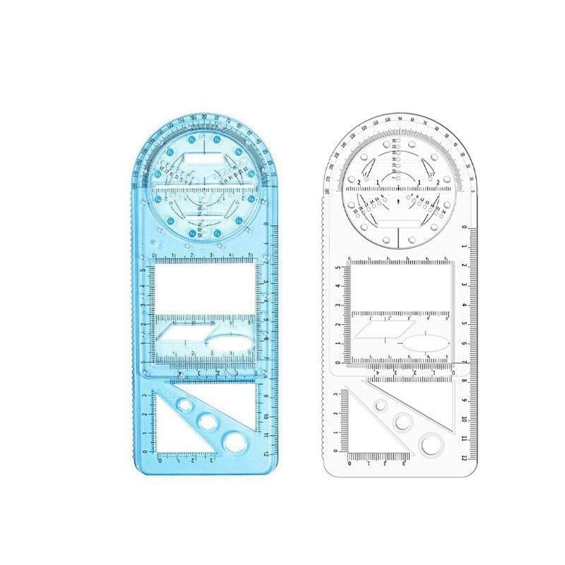 Multifunctional Geometric Ruler Student Mathematics Drawing Tools School Office - Clear-Primary School V528-9360312136219