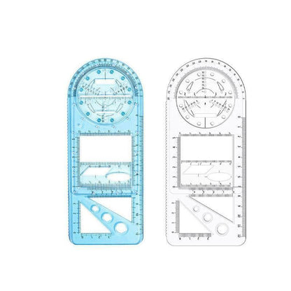 Multifunctional Geometric Ruler Student Mathematics Drawing Tools School Office - Clear-Primary School V528-9360312136219