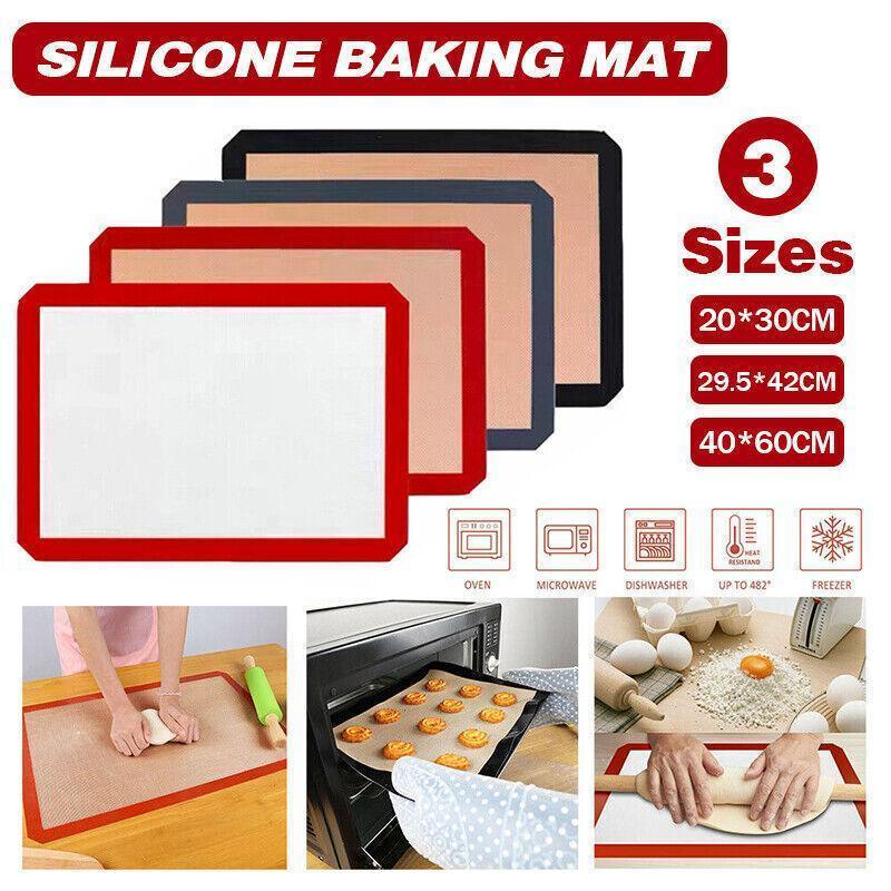 Silicone Baking Mat Non Stick Reusable Sheet for Pastry Dough Cookie Oven Bakeware - Red 2PCS(2*60X40CM) V528-9360312145143