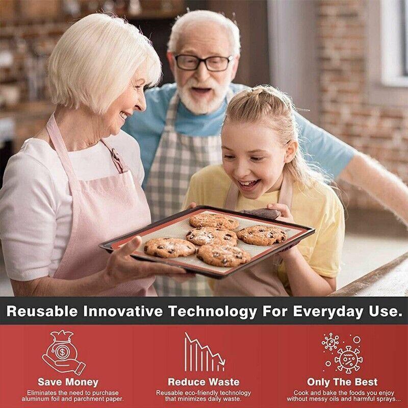 Silicone Baking Mat Non Stick Reusable Sheet for Pastry Dough Cookie Oven Bakeware - Red 2PCS(2*60X40CM) V528-9360312145143