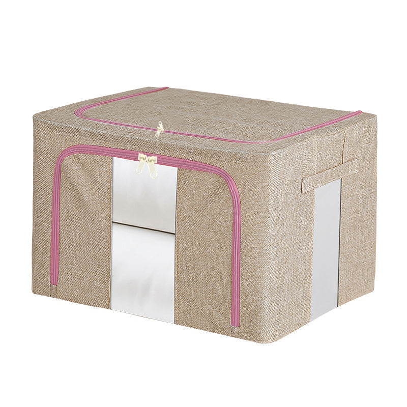 100L Foldable Storage Box Crushed Steel Frame Clothes Quilt Toys Organizer - 100L-Grey V528-9360312149530