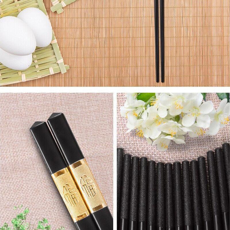 10Pairs Premium Fiberglass Reusable Chopsticks - Dishwasher Safe - Silver-3 V528-9360312154077