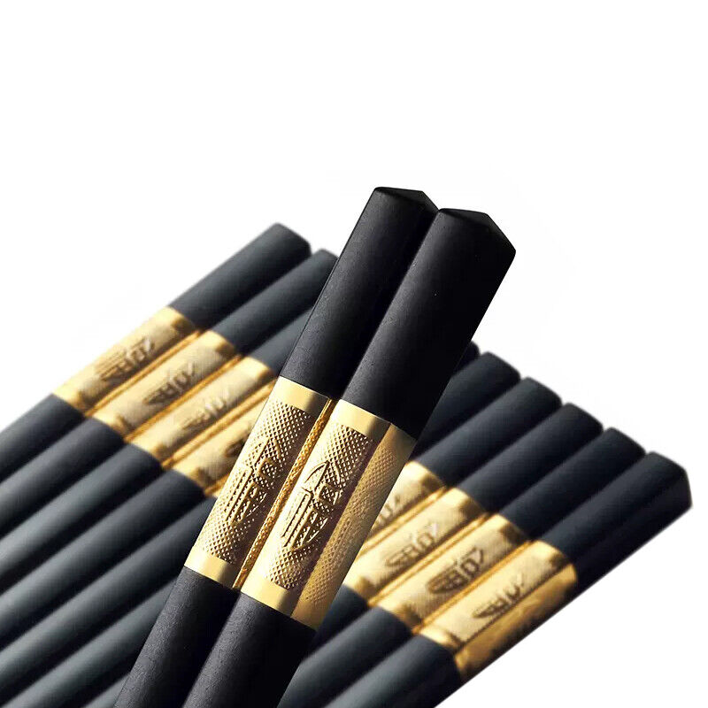 10Pairs Premium Fiberglass Reusable Chopsticks - Dishwasher Safe - Silver-3 V528-9360312154077