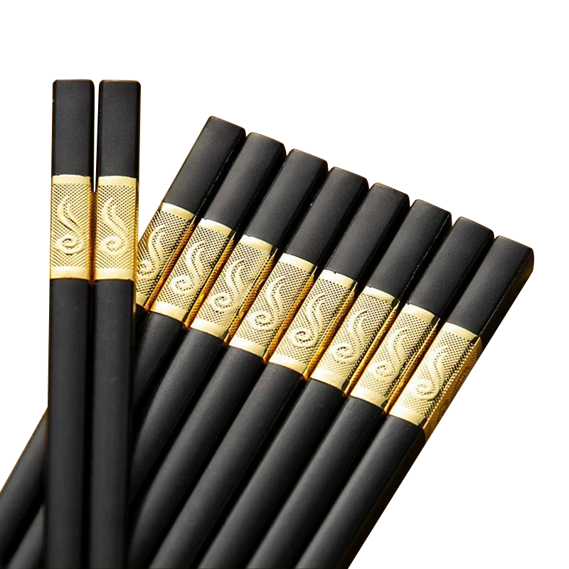 10Pairs Premium Fiberglass Reusable Chopsticks - Dishwasher Safe - Silver-3 V528-9360312154077