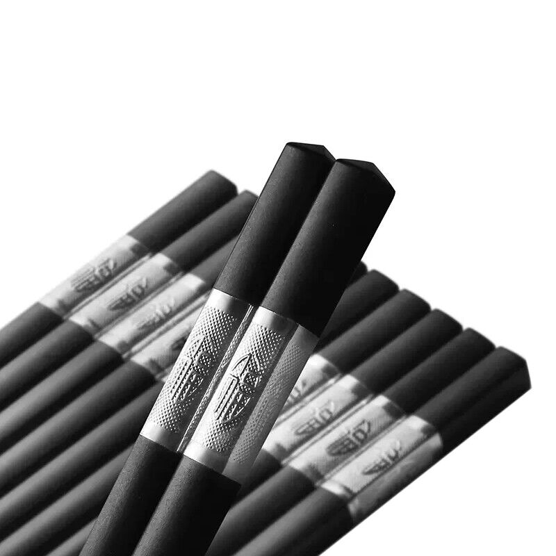 10Pairs Premium Fiberglass Reusable Chopsticks - Dishwasher Safe - Silver-3 V528-9360312154077