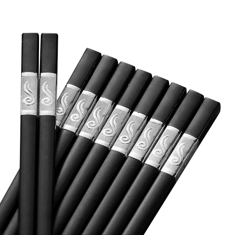 10Pairs Premium Fiberglass Reusable Chopsticks - Dishwasher Safe - Silver-3 V528-9360312154077
