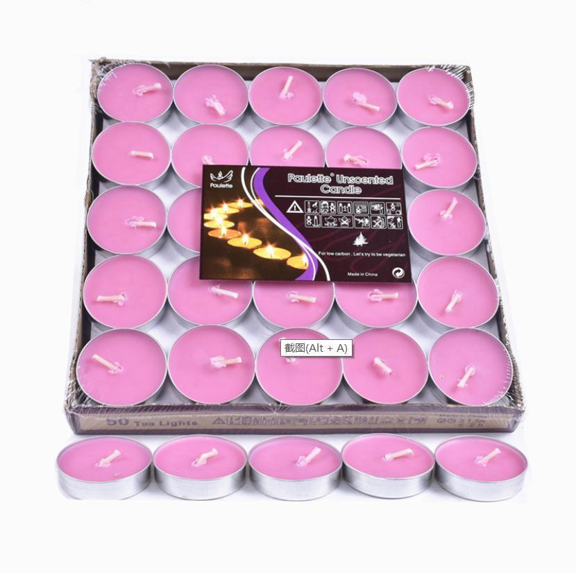 Tealight Candles 10 or 50 Pack Unscented Long Burning for Wedding Party Decor - Pink- 2 Hours10PCS V528-9360312155135