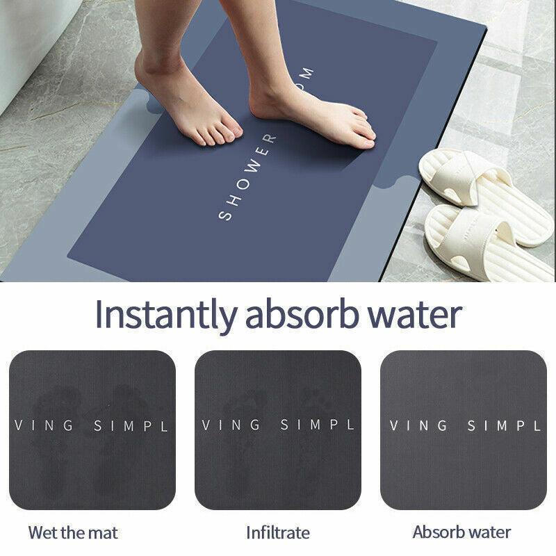 40*60CM Super Absorbent Floor Mat Soft Quick-Drying Non-Slip Diatom Mud Bath - Blue-Retangle V528-9360312169316
