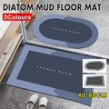 40*60CM Super Absorbent Floor Mat Soft Quick-Drying Non-Slip Diatom Mud Bath - Blue-Oval V528-9360312169330