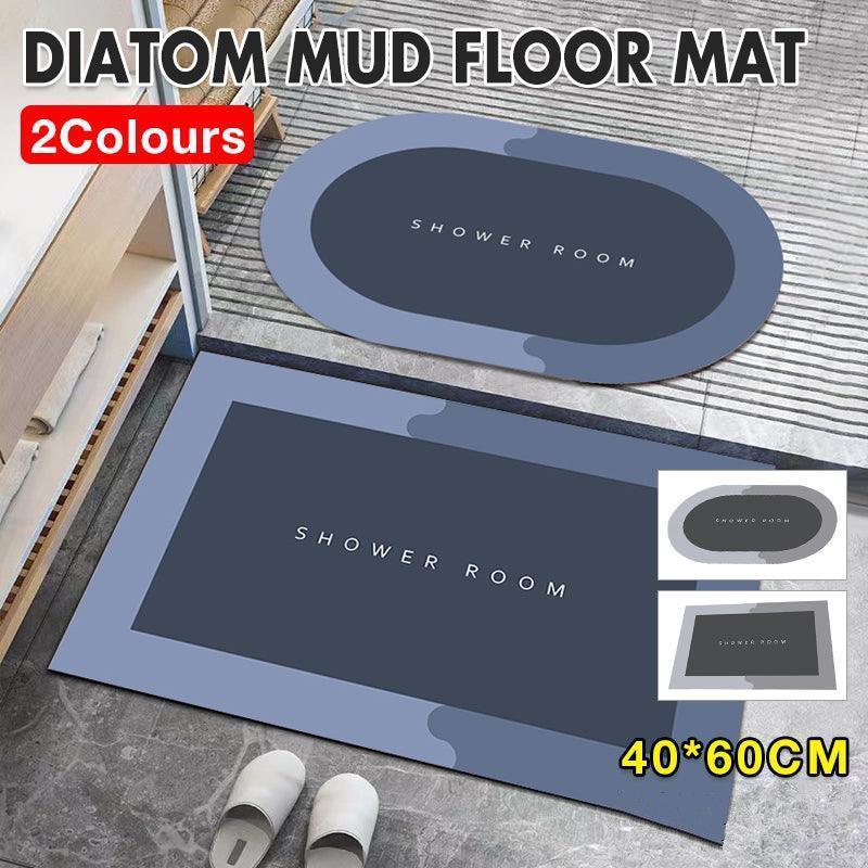 40*60CM Super Absorbent Floor Mat Soft Quick-Drying Non-Slip Diatom Mud Bath - Blue-Oval V528-9360312169330