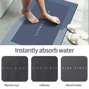 40*60CM Super Absorbent Floor Mat Soft Quick-Drying Non-Slip Diatom Mud Bath - Blue-Oval V528-9360312169330