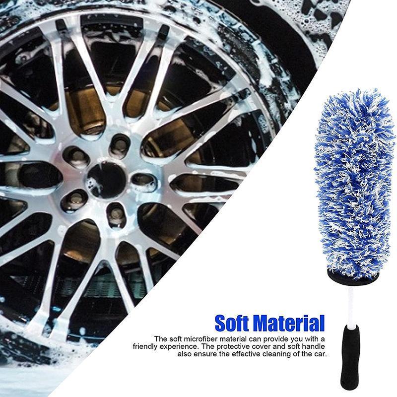 Car Wheel Cleaning Brush Tool Alloy Soft Bristle - Blue+White V528-9360312175690