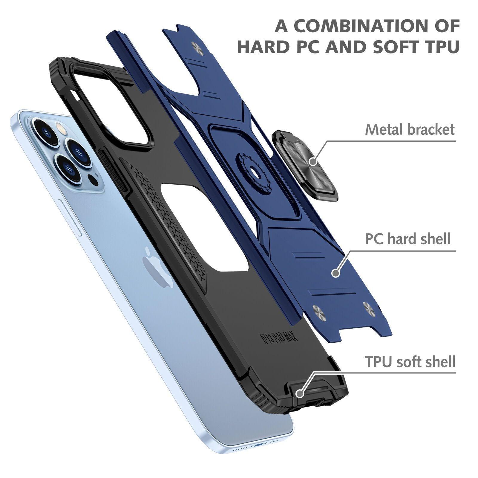 Shockproof Ring Case For iPhone 14 Plus Blue/Black/Red - Blue V528-9360312188522