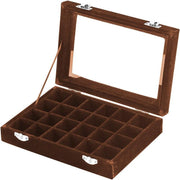 Velvet Jewelry Box Earring Organizer Display Case Storage Holder with 24 Grid - Grey V528-9360312190716