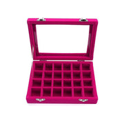 Velvet Jewelry Box Earring Organizer Display Case Storage Holder with 24 Grid - Navy V528-9360312190761
