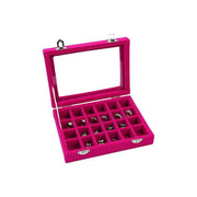Velvet Jewelry Box Earring Organizer Display Case Storage Holder with 24 Grid - Navy V528-9360312190761