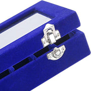 Velvet Jewelry Box Earring Organizer Display Case Storage Holder with 24 Grid - Navy V528-9360312190761