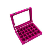 Velvet Jewelry Box Earring Organizer Display Case Storage Holder with 24 Grid - Navy V528-9360312190761