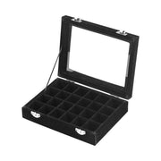 Velvet Jewelry Box Earring Organizer Display Case Storage Holder with 24 Grid - Navy V528-9360312190761