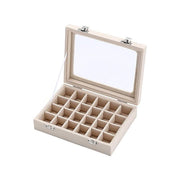 Velvet Jewelry Box Earring Organizer Display Case Storage Holder with 24 Grid - Navy V528-9360312190761