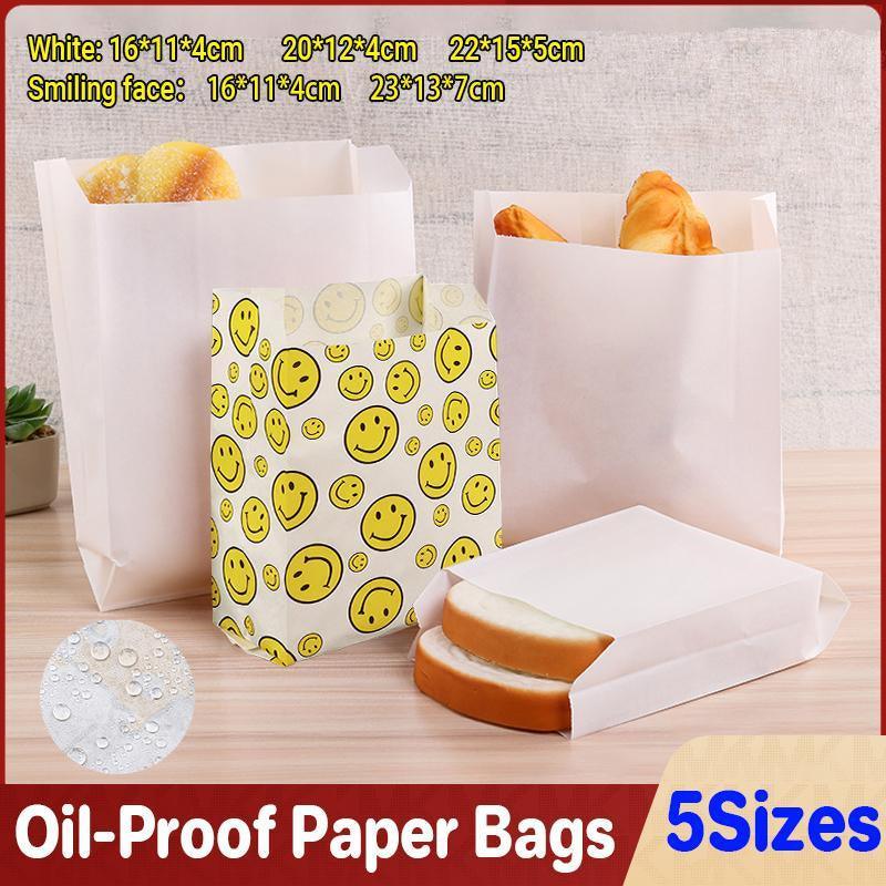 1000PCS Oil-proof Takeaway Paper Bags for Premium Takeout Supply - White-16*11*4cm V528-9360312191973