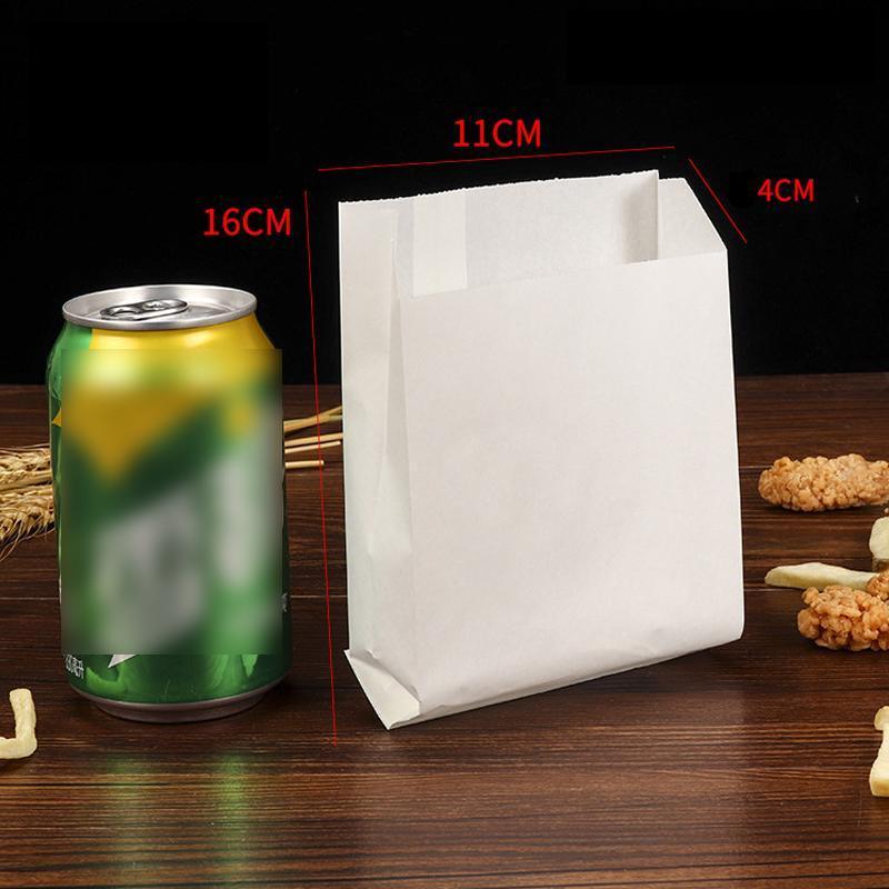 1000PCS Oil-proof Takeaway Paper Bags for Premium Takeout Supply - White-16*11*4cm V528-9360312191973