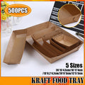 500PCS Kraft Cardboard Food Disposable Tray Brown Party Chips Takeaway Container - 3# 16*11*4cm V528-9360312192246