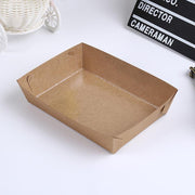 500PCS Kraft Cardboard Food Disposable Tray Brown Party Chips Takeaway Container - 3# 16*11*4cm V528-9360312192246