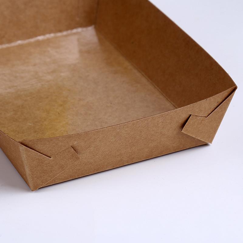 500PCS Kraft Cardboard Food Disposable Tray Brown Party Chips Takeaway Container - 3# 16*11*4cm V528-9360312192246