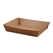500PCS Kraft Cardboard Food Disposable Tray Brown Party Chips Takeaway Container - 3# 16*11*4cm V528-9360312192246