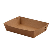 500PCS Kraft Cardboard Food Disposable Tray Brown Party Chips Takeaway Container - 3# 16*11*4cm V528-9360312192246