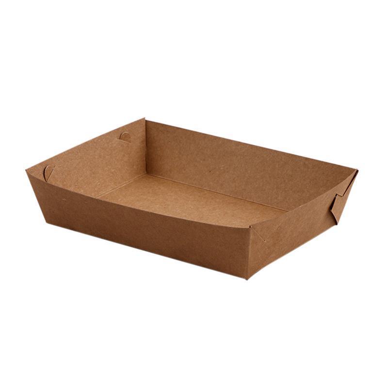 500PCS Kraft Cardboard Food Disposable Tray Brown Party Chips Takeaway Container - 3# 16*11*4cm V528-9360312192246