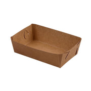 500PCS Kraft Cardboard Food Disposable Tray Brown Party Chips Takeaway Container - 3# 16*11*4cm V528-9360312192246