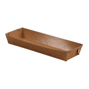 500PCS Kraft Cardboard Food Disposable Tray Brown Party Chips Takeaway Container - 3# 16*11*4cm V528-9360312192246