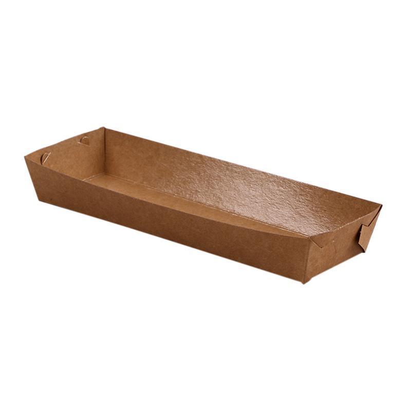 500PCS Kraft Cardboard Food Disposable Tray Brown Party Chips Takeaway Container - 3# 16*11*4cm V528-9360312192246