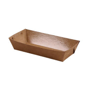 500PCS Kraft Cardboard Food Disposable Tray Brown Party Chips Takeaway Container - 3# 16*11*4cm V528-9360312192246