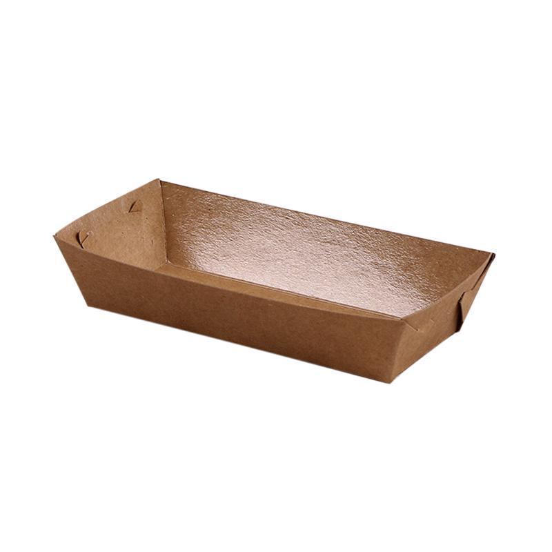 500PCS Kraft Cardboard Food Disposable Tray Brown Party Chips Takeaway Container - 3# 16*11*4cm V528-9360312192246
