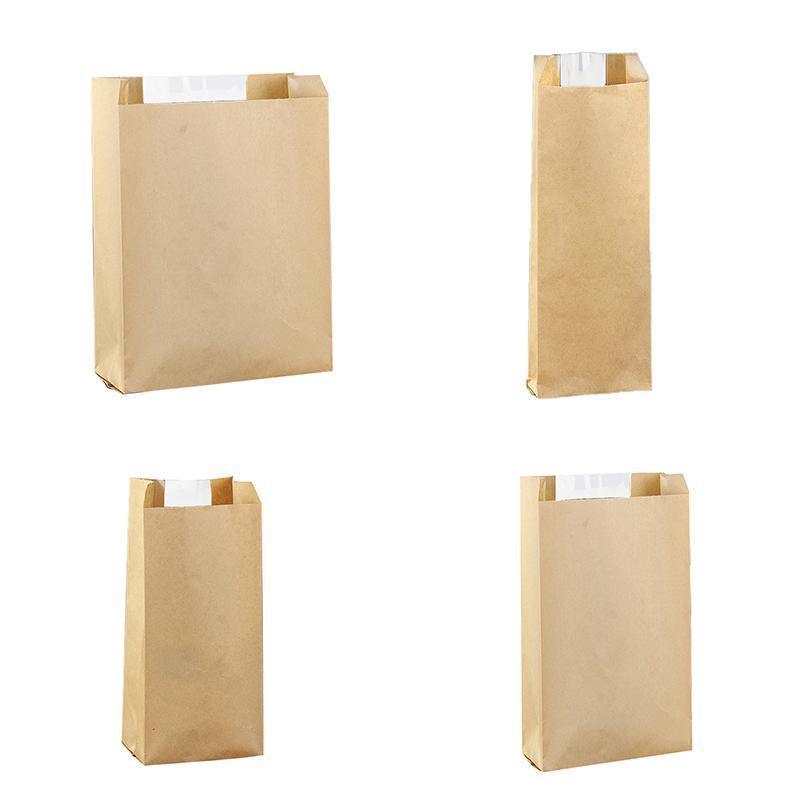 Takeaway Storage Baking Bread Bag Toast Food Packaging Bag Kraft Paper Bag Cowhide - 33X16X11CM V528-9360312194325
