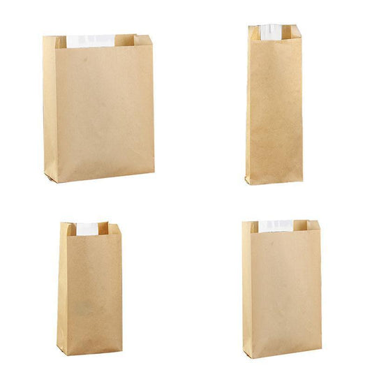 Takeaway Storage Baking Bread Bag Toast Food Packaging Bag Kraft Paper Bag Cowhide - 33X16X11CM V528-9360312194325