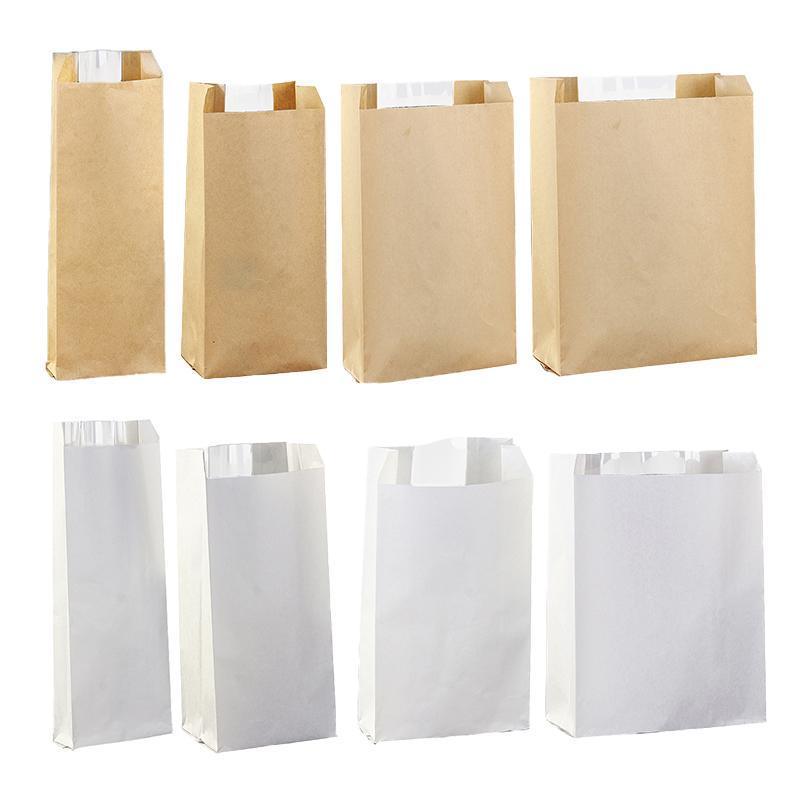 Takeaway Storage Baking Bread Bag Toast Food Packaging Bag Kraft Paper Bag Cowhide - 33X16X11CM V528-9360312194325