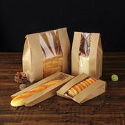 Takeaway Storage Baking Bread Bag Toast Food Packaging Bag Kraft Paper Bag Cowhide - 33X16X11CM V528-9360312194325