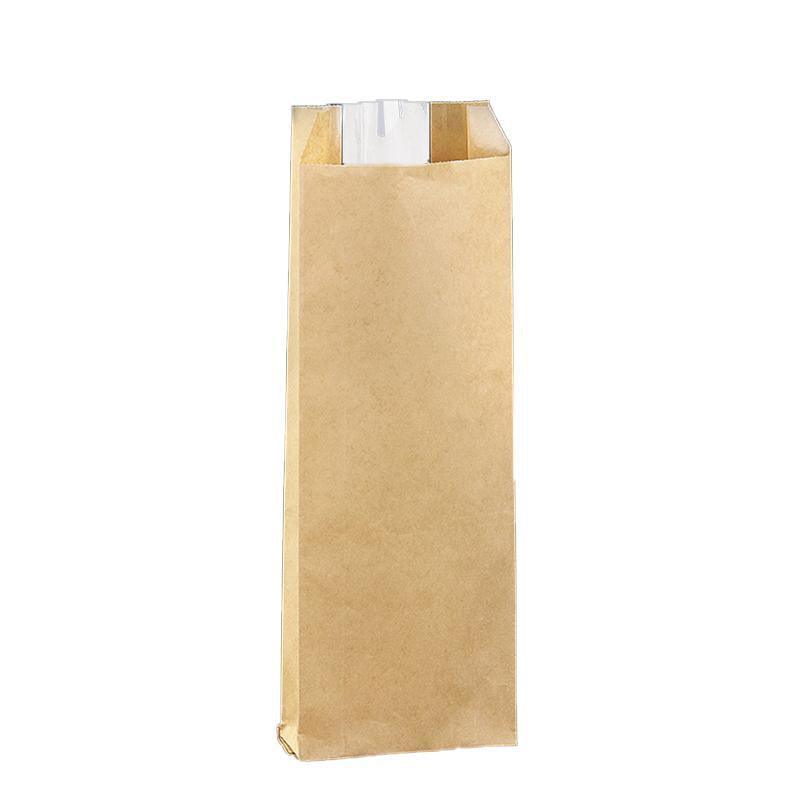 Takeaway Storage Baking Bread Bag Toast Food Packaging Bag Kraft Paper Bag Cowhide - 33X16X11CM V528-9360312194325