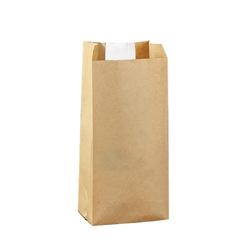 Takeaway Storage Baking Bread Bag Toast Food Packaging Bag Kraft Paper Bag Cowhide - 33X16X11CM V528-9360312194325