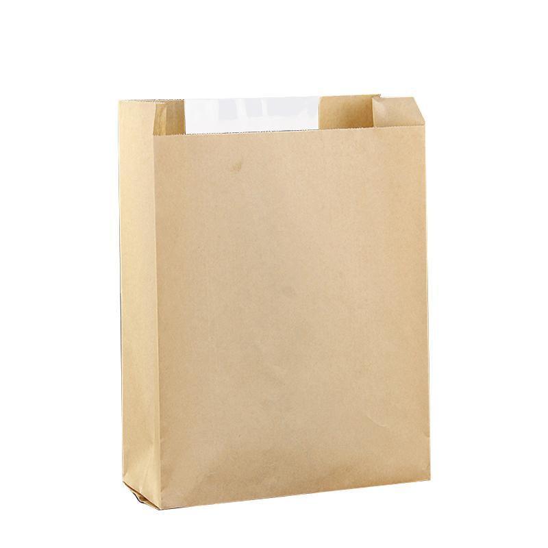 Takeaway Storage Baking Bread Bag Toast Food Packaging Bag Kraft Paper Bag Cowhide - 33X16X11CM V528-9360312194325